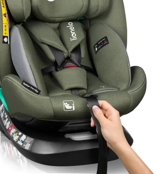Lionelo - Forgatható autósülés bázissal BASTIAAN ONE i-Size 40-150 cm Olívazöld