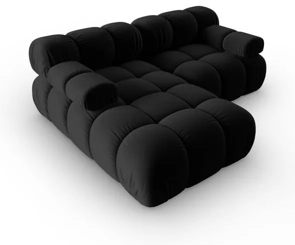 Fekete bársony sarokkanapé (bal oldali) Bellis – Micadoni Home