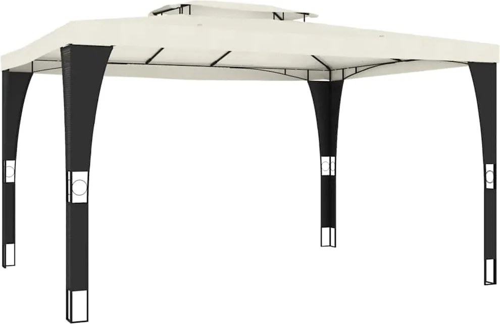 vidaXL krémszínű acél dupla tetős pavilon 3,98 x 2,98 m