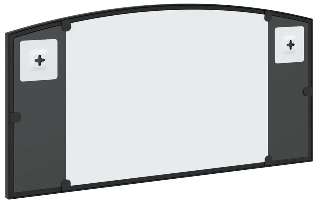 fekete ívelt vas fali tükör 60 x 30 cm