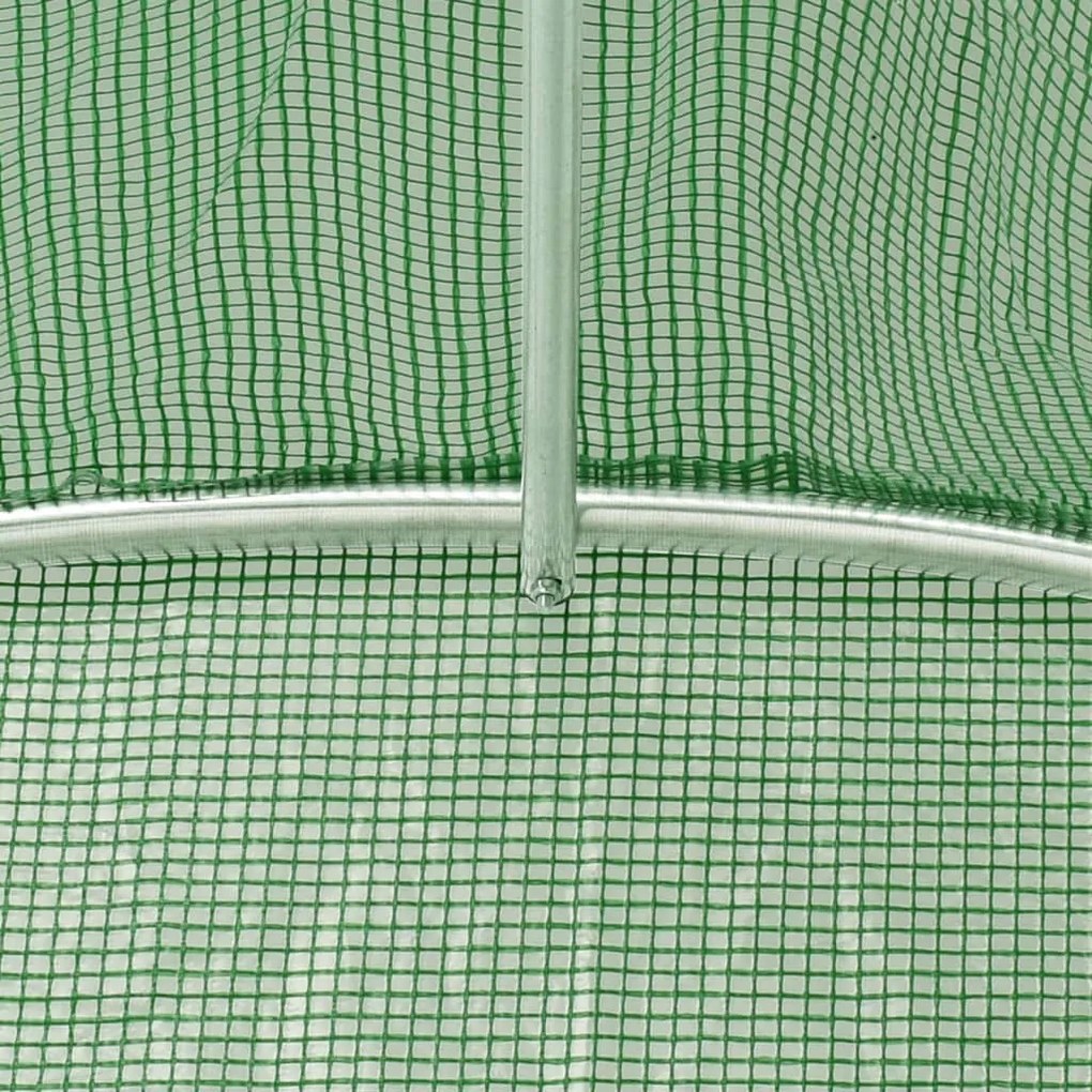 zöld acélvázas melegház 30 m² 10 x 3 x 2 m
