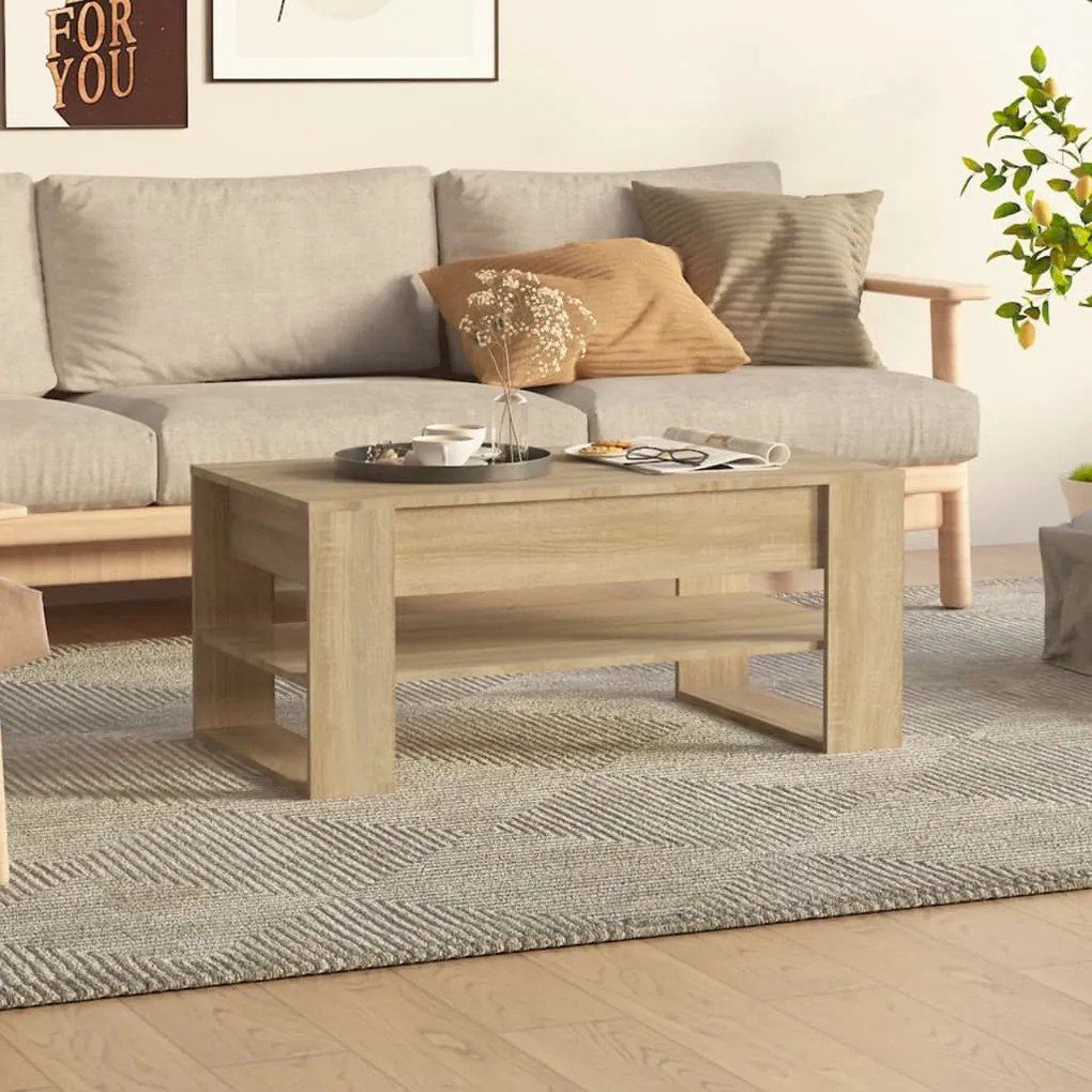 Sonoma tölgy színű szerelt fa dohányzóasztal 102x55x45 cm