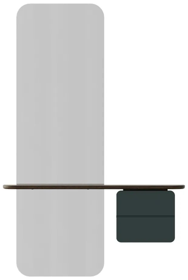 Sötétzöld-barna előszoba bútor tölgyfa dekorral One More Look – UMAGE