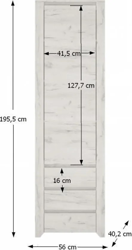 Szekrény typ 10, fehér craft, ANGEL