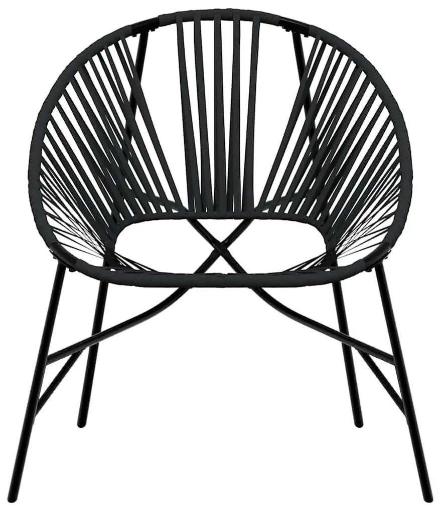 3 db fekete polyrattan kerti szék szett