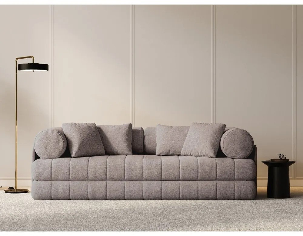 Szürkésbézs buklé kinyitható kanapé 206 cm Kemi – Cosmopolitan Design