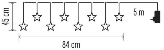 LED Karácsonyi kültéri fényfüzér 8xLED/5,84m IP44 csillagok