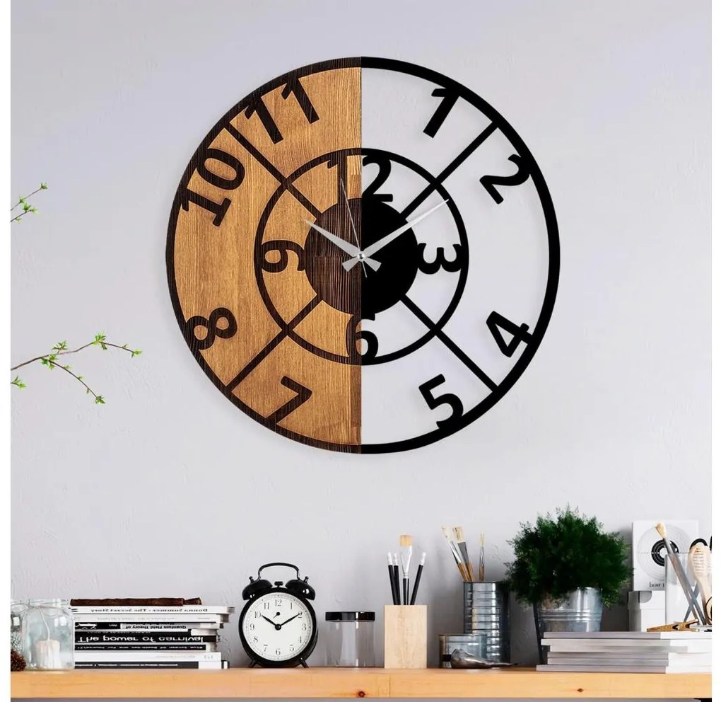 Fali óra 56 cm átmérő, 1xAA, fa/fém kivitel