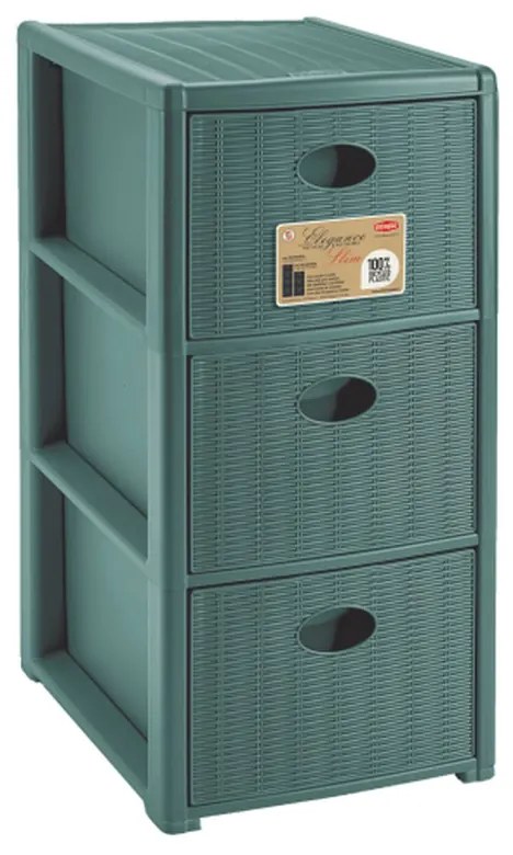 STEFANPLAST Tároló polc Slim újrahasznosított műanyagból, 3 fiókkal