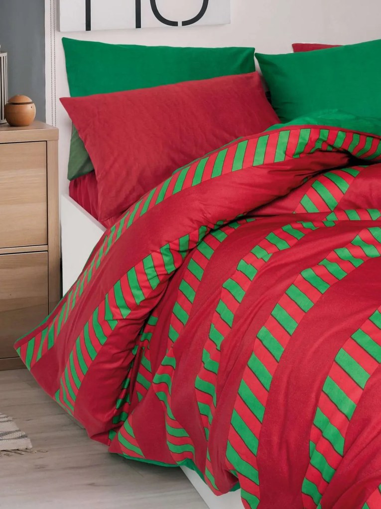 Holly Ranforce dupla ágyneműhuzat garnitúra feszített lepedővel 160 × 200+30 cm, zöld