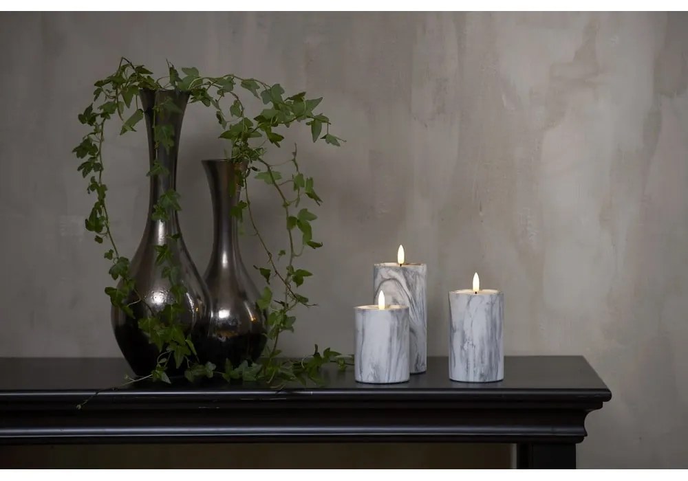 Flamme Marble szürke-fehér LED beton gyertya, magasság 15 cm - Star Trading