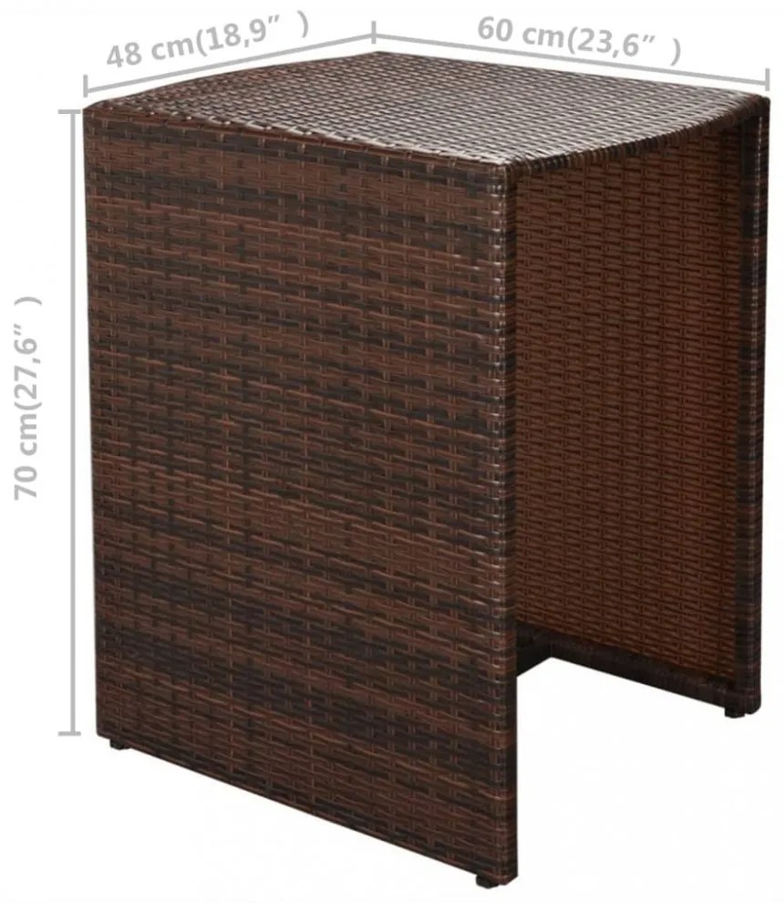vidaXL 3 darabos barna polyrattan bisztrószett párnákkal