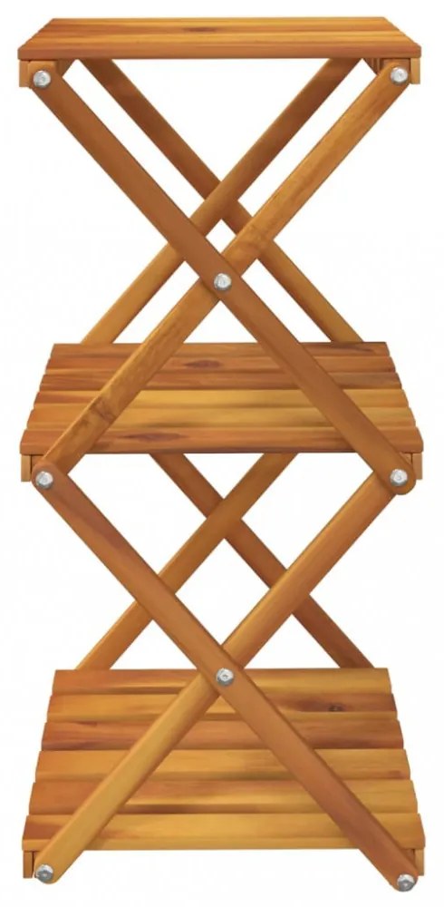 3 szintes barna tömör akácfa összecsukható polc 43 x 31 x 63 cm