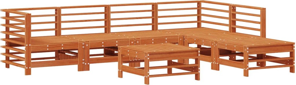 vidaXL Kerti lounge szett 7 pcs Viaszbarna Tömör fenyő