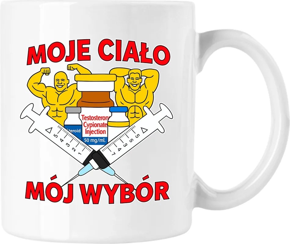 Tesztoszteron bögre edzőterem fehér 330ml