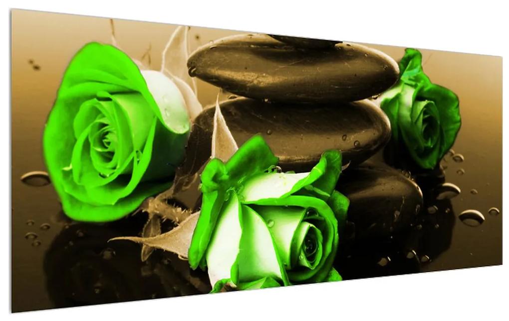 Zöld rózsa kép (120x50 cm)