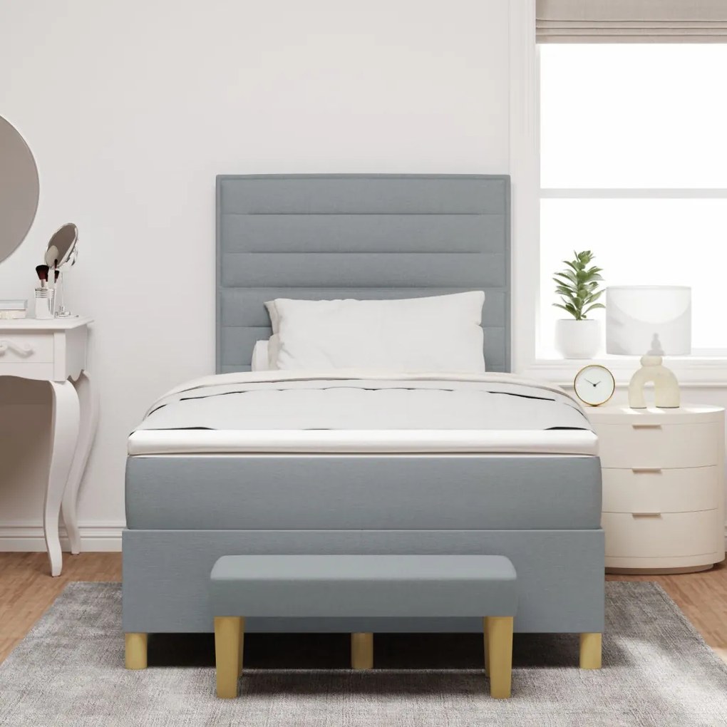 Box Spring Ágy Matraccal és Pad Light Grey 120x190 cm Szövet