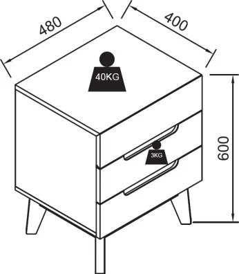 SINIRA fehér éjjeliszekrény
