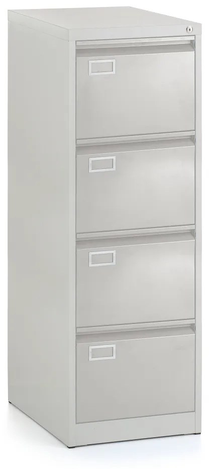 Fém iratszekrény A4 - 4 fiókos, 45,5 x 62 x 132 cm, hengeres zár, világosszürke - ral 7035