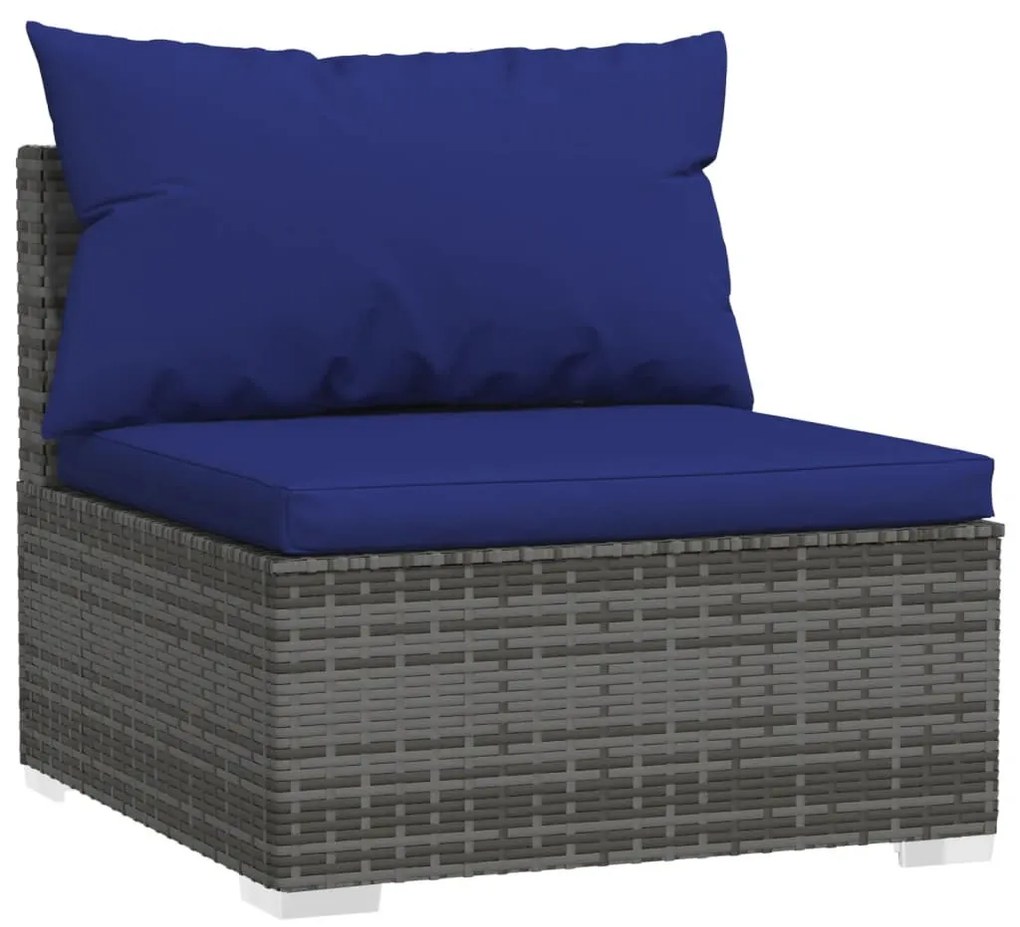 8 részes szürke polyrattan kerti ülőgarnitúra párnákkal