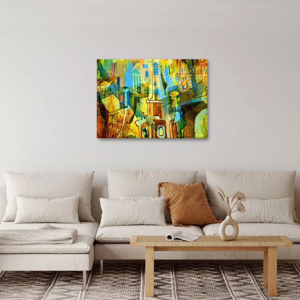 Kép - Építészet, kubista absztrakció (70x50 cm)