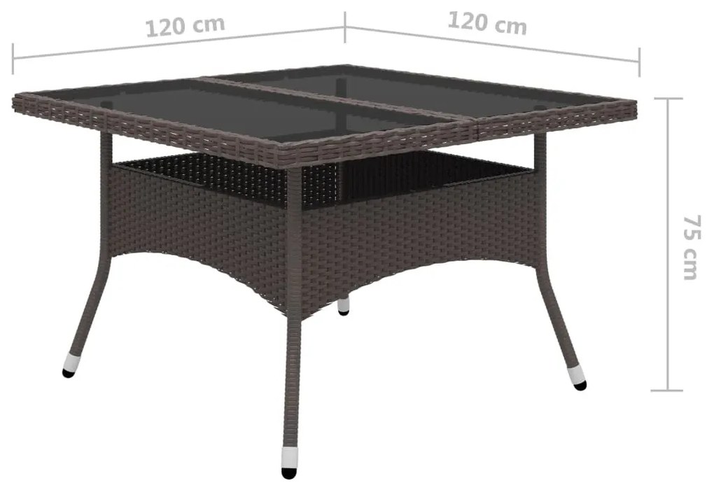 9 részes barna polyrattan és edzett üveg kerti étkezőszett