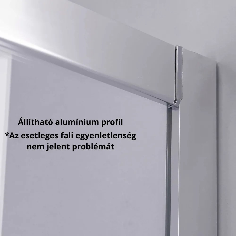 Stuxi Nizza 120x80 cm aszimmetrikus két tolóajtós zuhanykabin 6 mm vízlepergető biztonsági üveggel, króm elemekkel, 190 cm magas