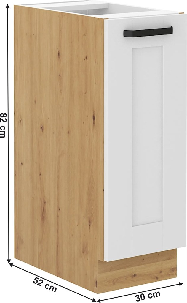 Alsó szekrény kihúzható kosárral, fehér/artisan tölgy, LULA D30 CARGO