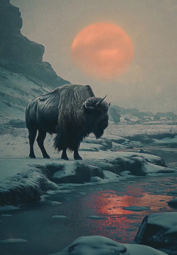 Poszter 68x98cm Bölény monolit