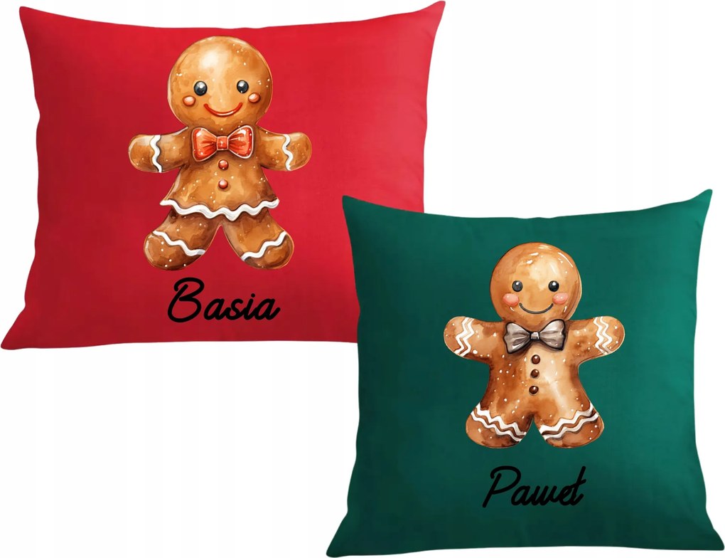 Két párna párnahuzat Karácsonyi ajándék mézeskalácsokkal Személyre szabás