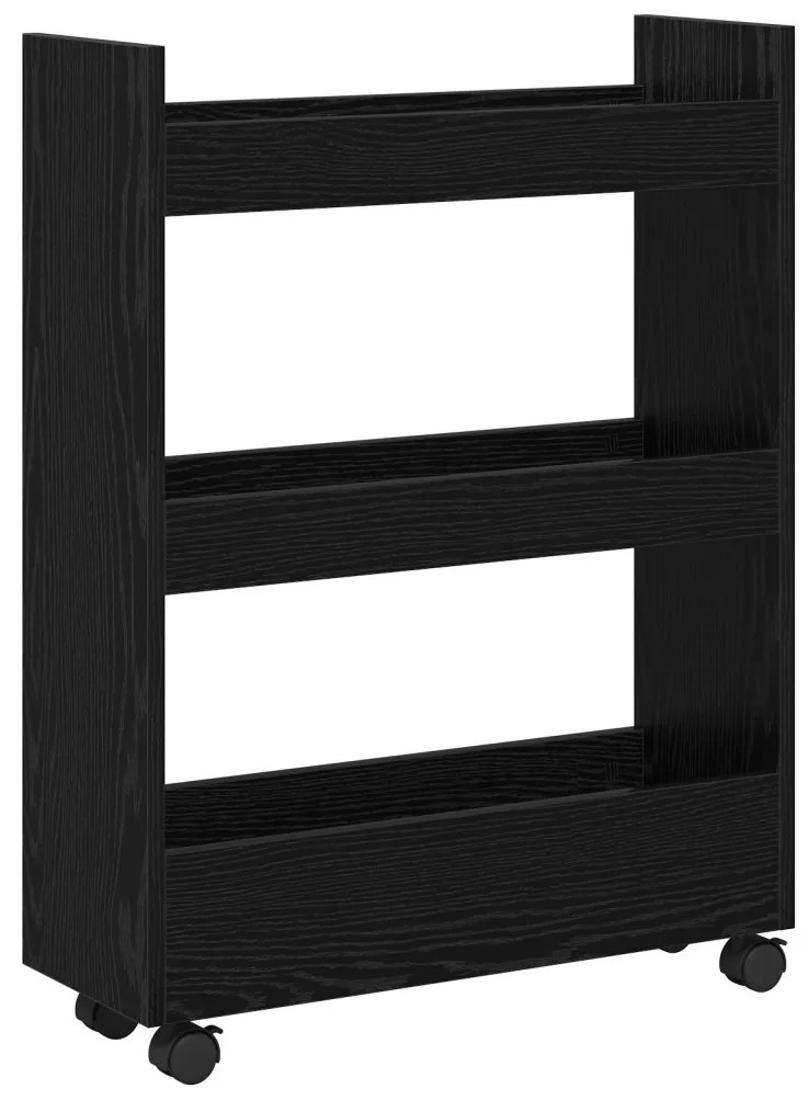 Keskeny Tároló Kocsi Fekete tölgy 60 x 22 x 80 cm Faanyag