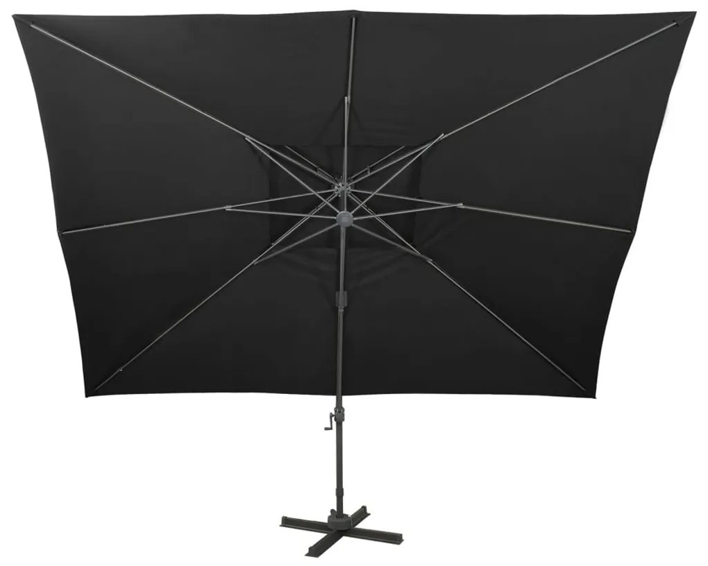 fekete dupla tetejű konzolos napernyő 400 x 300 cm