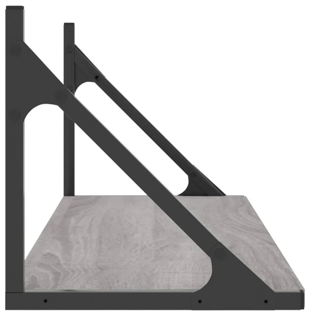 2 db szürke sonoma színű szerelt fa fali polc 80 x 25 x 25,5 cm