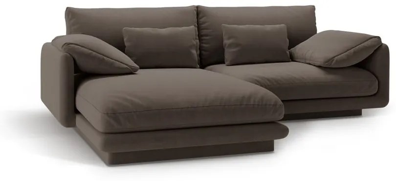 Barna bársony sarokkanapé (bal oldali-heverő résszel) Torino – Micadoni