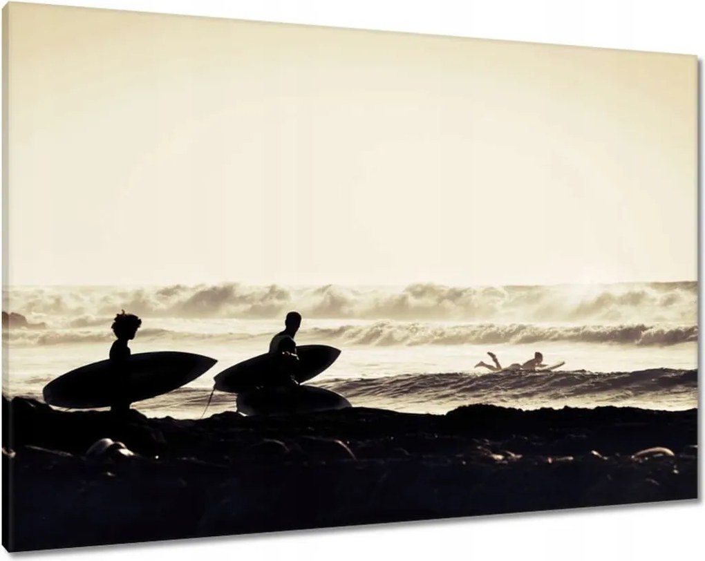 Vászonkép 100x70 Szörfözés naplemente