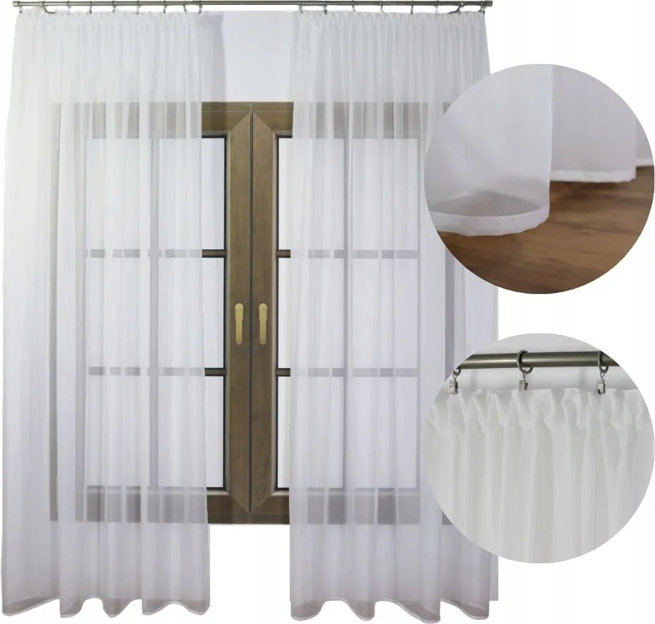 Függöny Kész Sima méretre vágott fátyol szalag 700 cm