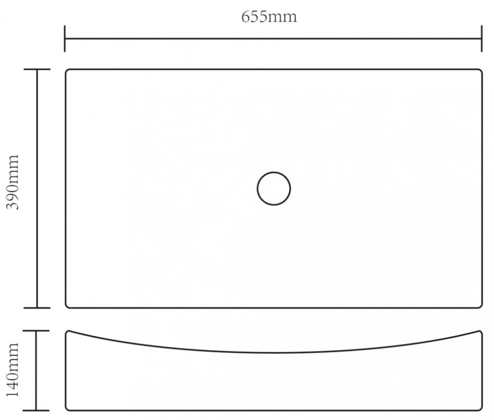 Fürdőszoba téglalap alakú kerámia mosdó fekete
