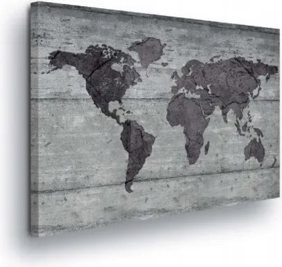 Vászonkép 80x60 Világtérkép beton textúra szürke minimalizmus utazás loft stílus