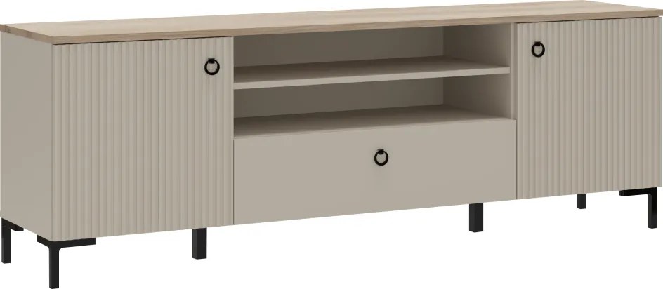 TV-állvány, szürkésbarna Taupe/silverjack tölgy, DOMCA 2D1S