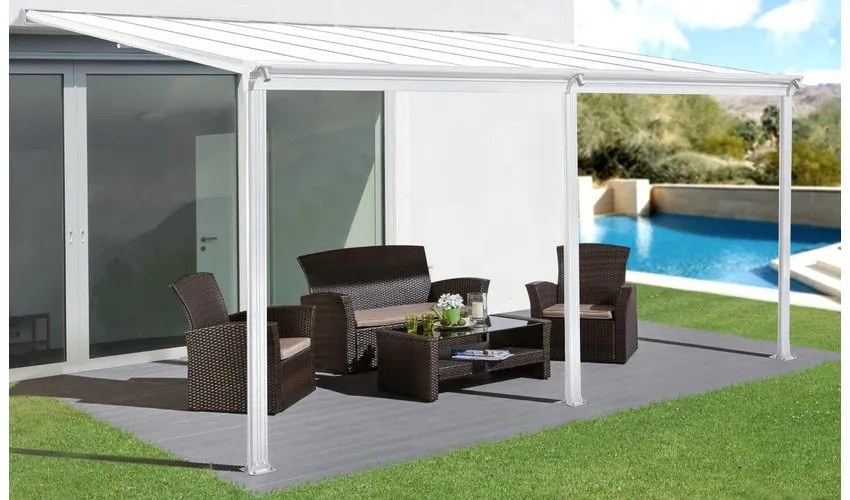 alumínium pergola LANITPLAST WALL 53 fehér + clear PC LG2132