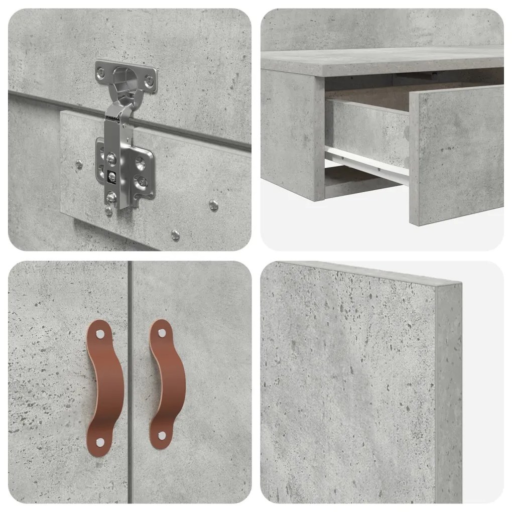 Ágykeret tárolóval Beton Szürke 226.5 x 120 x 31.5 cm Faanyag