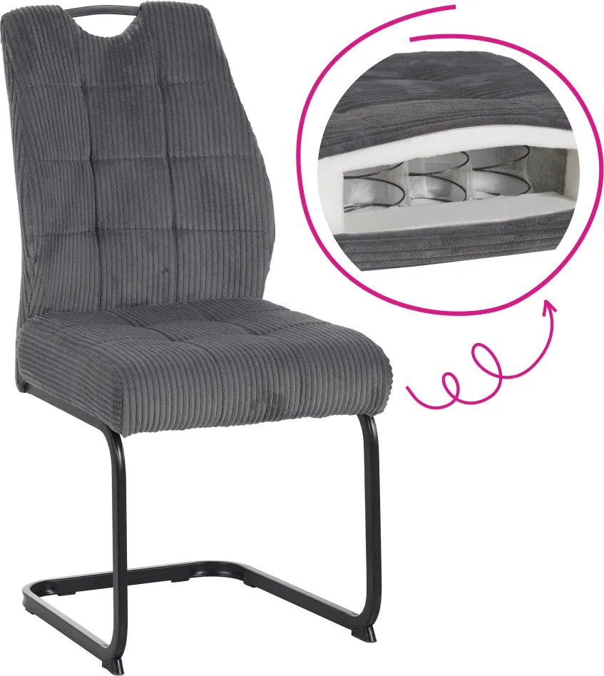 Étkezőszék, szürke/fekete, KELMA