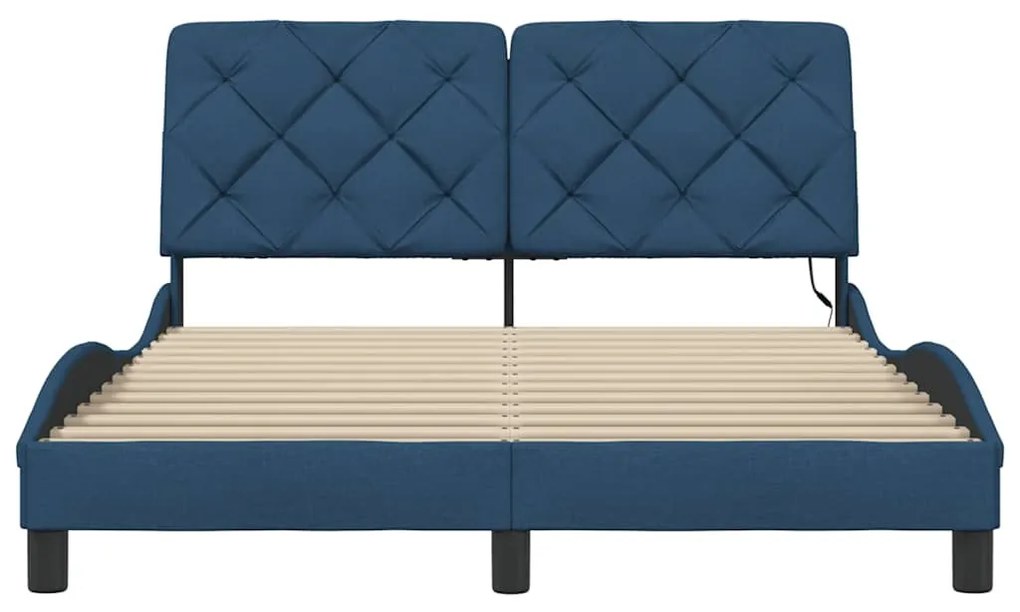 kék szövet ágykeret LED-es matrac nélkül 140 x 200 cm