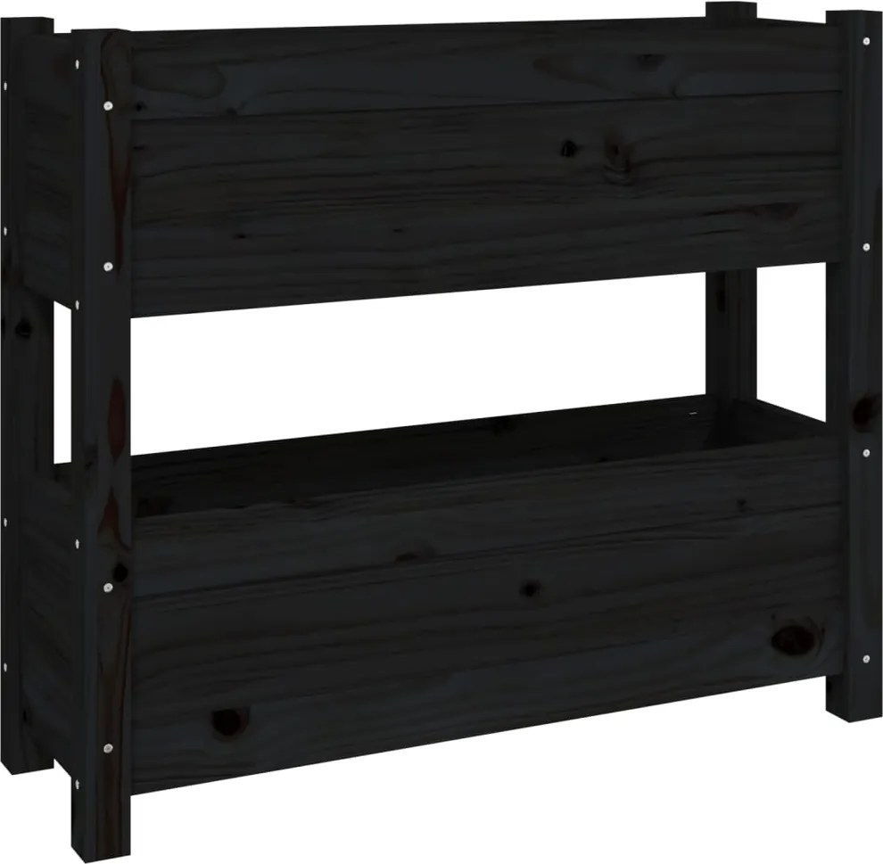 vidaXL fekete tömör fenyőfa növénytartó 77x25x66 cm