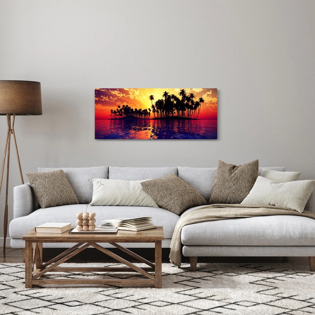 Egy sziget képe naplementekor (120x50 cm)
