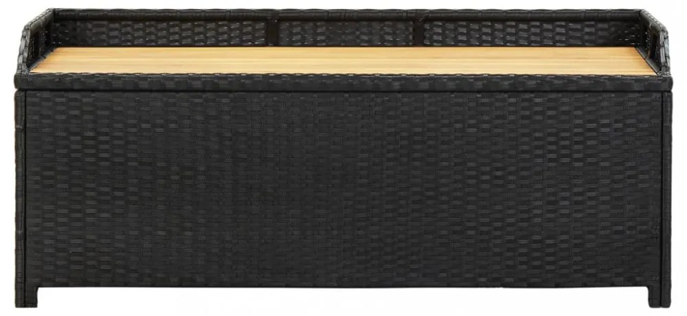 fekete polyrattan kerti tárolópad 120 cm