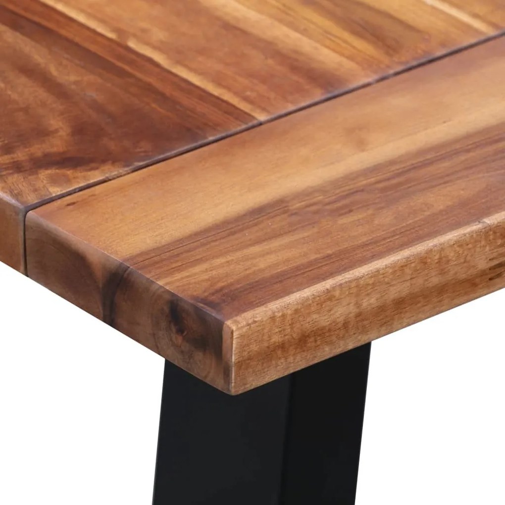 Tömör akácfa és üveg étkezőasztal 180 x 90 x 75 cm