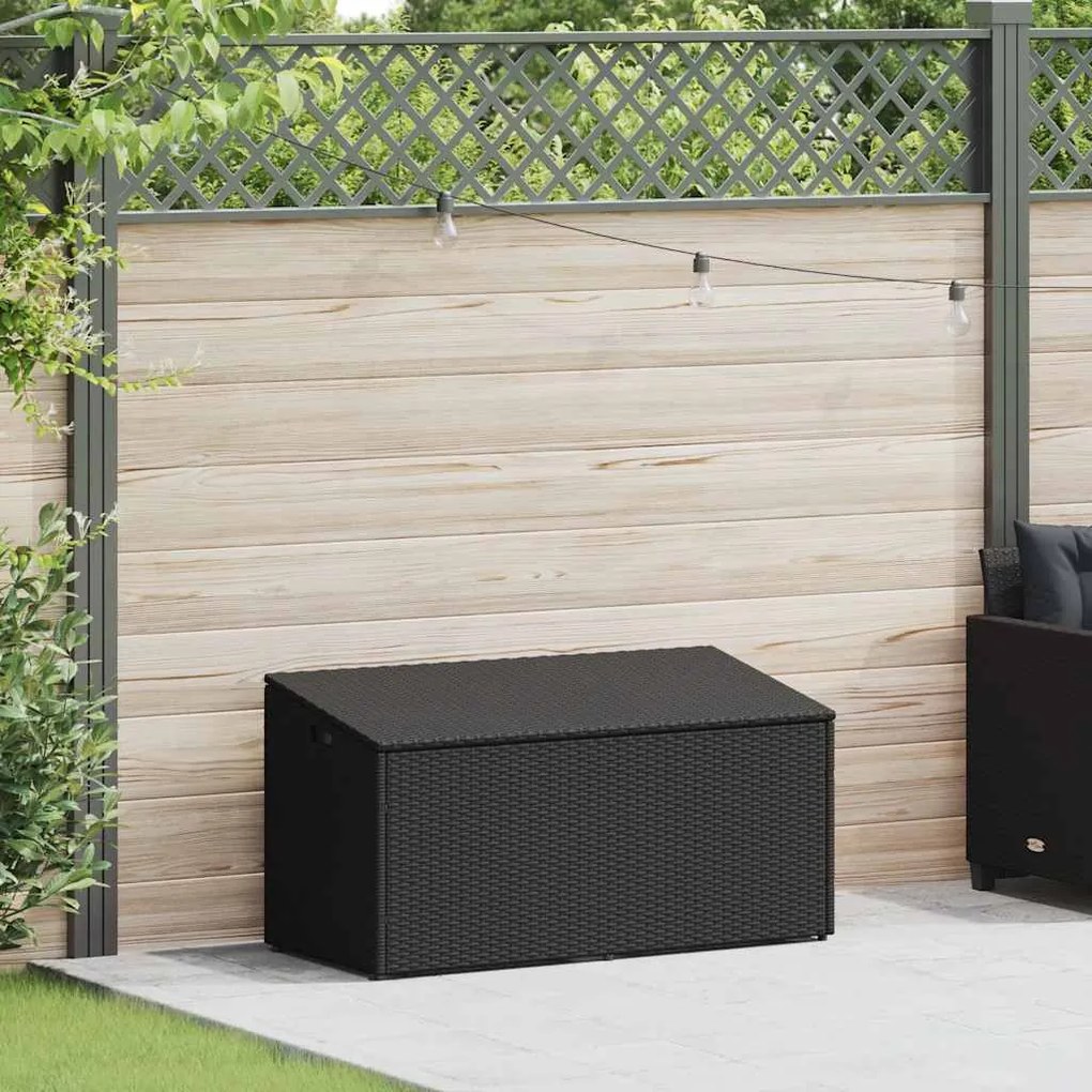 fekete polyrattan kerti tárolóláda 110x50x58 cm