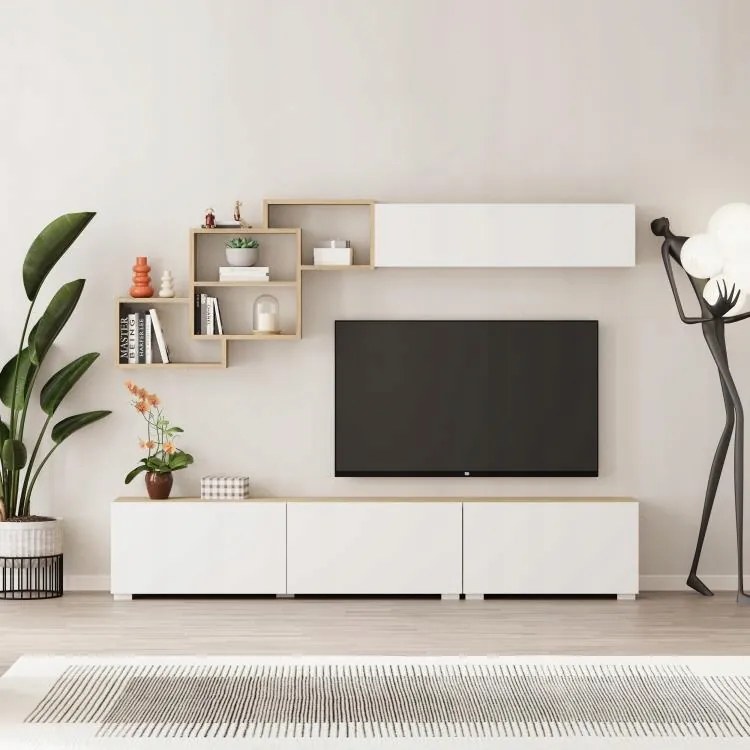 Modern Tv fali dekoráció Houseland Free du zafír/fehér