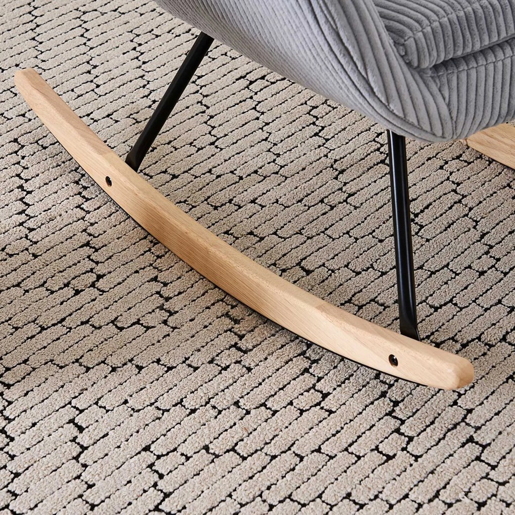 Hintaszék, relaxációs szék kordbársony kárpitozással, szürke